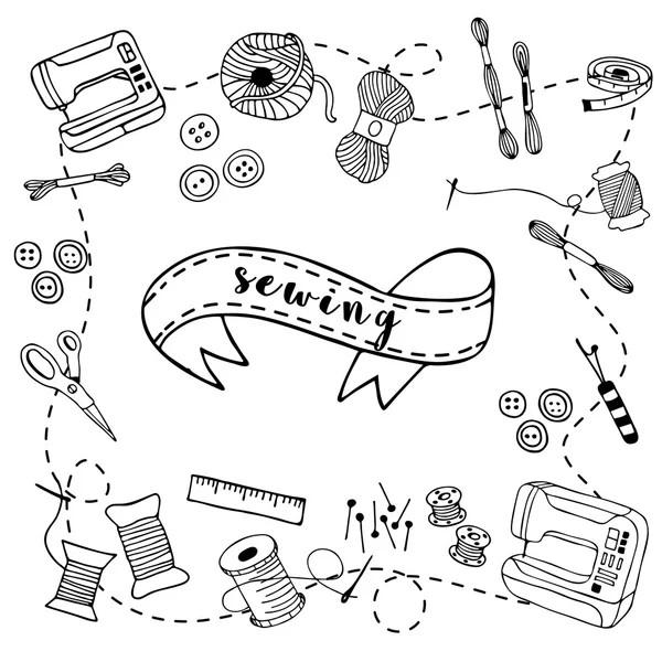 Dikiş doodle elle çizilmiş — Stok Vektör