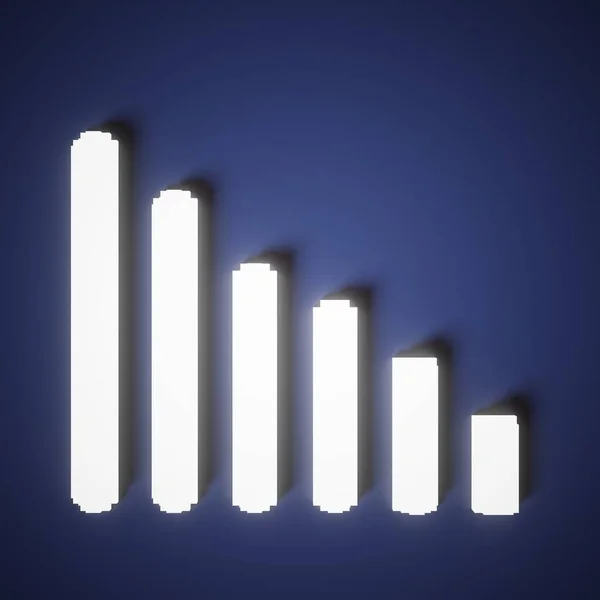 Gri istatistik şebeke arka planında aşağı doğru parlayan kırmızı ok. İş ve finans. Kâr ve zarar. Para saymak.