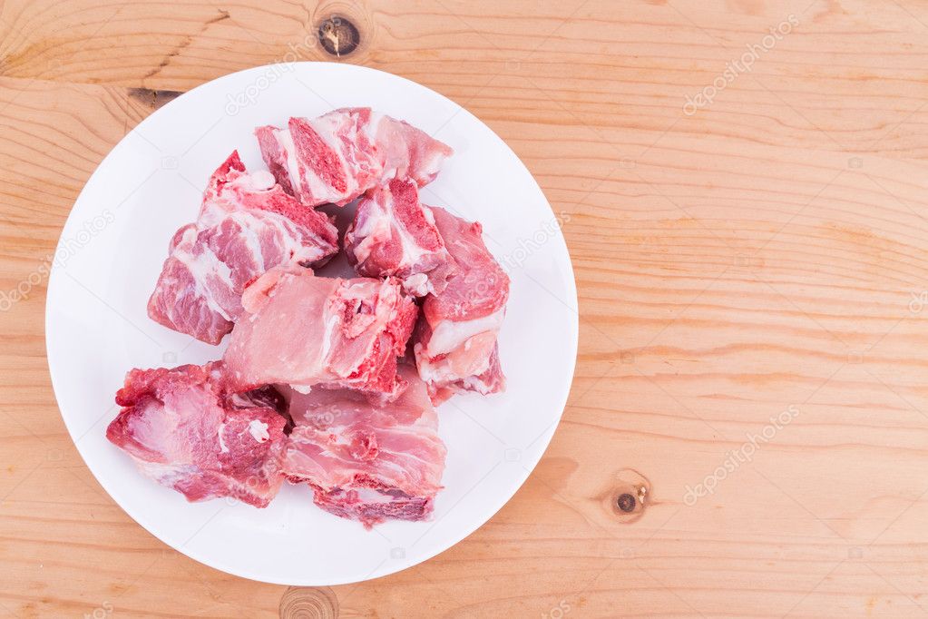 Raw fresh pork bones, a common ingredients in Chinese cooking