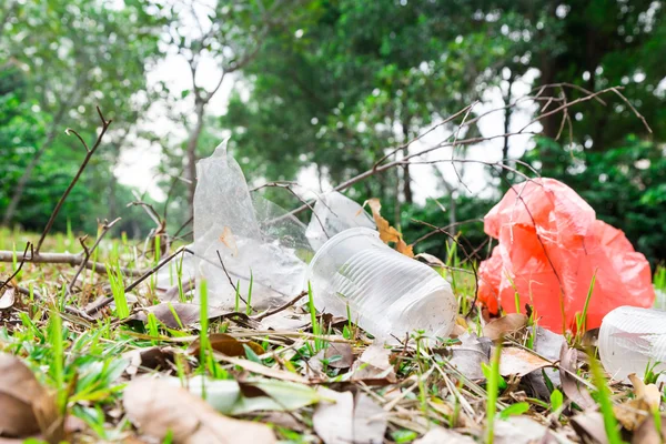 Environmental unfriendly non biodegradable pvc litter in public — Stock Photo, Image