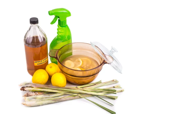 Aceto di sidro di mele, limone, citronella efficace repellente per insetti — Foto Stock