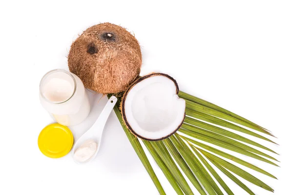 Jar containing coconut oil are used as cooking ingredient — Stock Photo, Image
