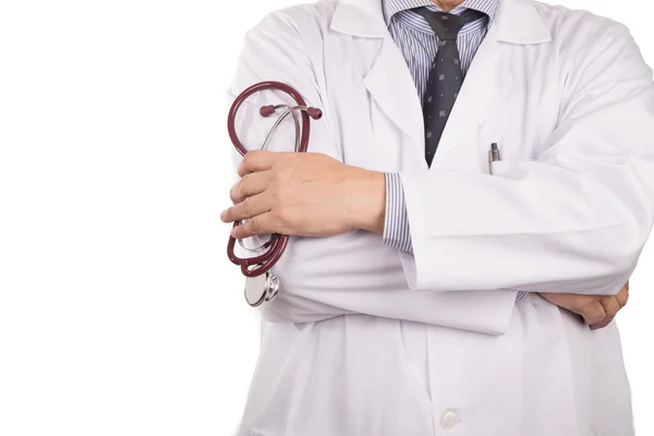 Vyzrálé, sebevědomá asijské mužské lékař s stetoskop, w — Stock fotografie
