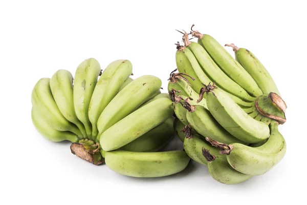 Two bunches of sweet organic green banana on white background — Stock Photo, Image