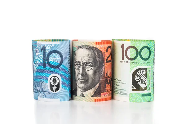 オーストラリアドル通貨注重ねのクローズ アップ — ストック写真