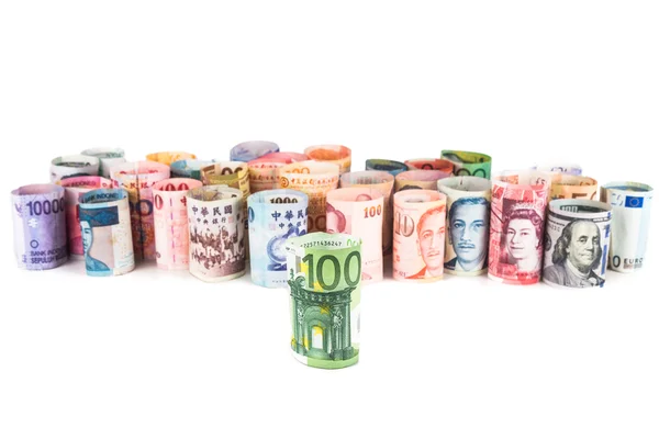 Összegzett valuta bankjegyek euro előtt bolyhos — Stock Fotó