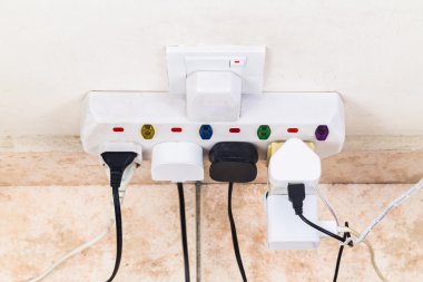 Birden çok elektrik fişleri çoklu bağdaştırıcısına bağlı olduğunu dangerou
