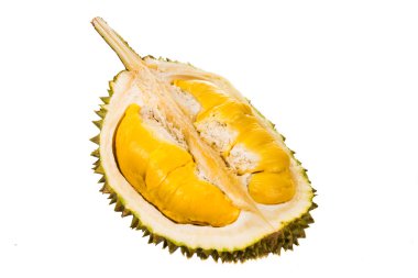 Taze durian meyve lezzetli altın sarı yumuşak et ile hasat
