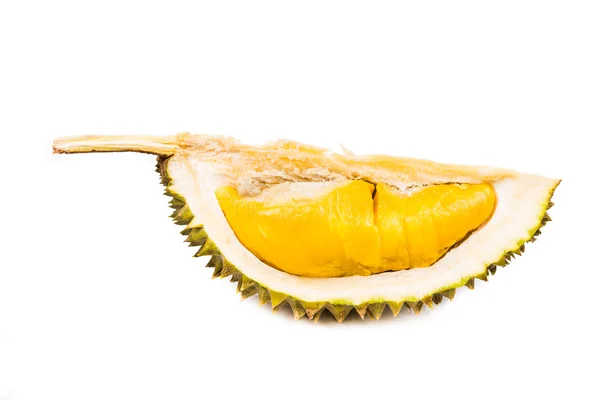 Fruta duriana recém-colhida com deliciosa carne macia amarela dourada — Fotografia de Stock