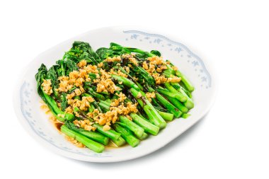 Blanched Chinese Choy Sum vegetable with garlic oil cuisine clipart