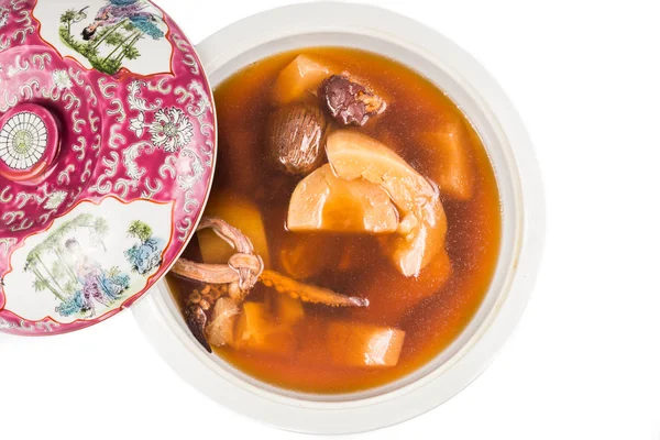 Setumpuk sup mentimun tua Cina yang diisolasi dengan warna putih — Stok Foto