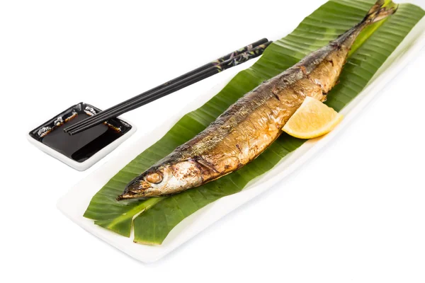 Grillad Sanma fisk, en populär delikatess bland japanska — Stockfoto