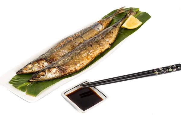 Grillad Sanma fisk, en populär delikatess bland japanska — Stockfoto