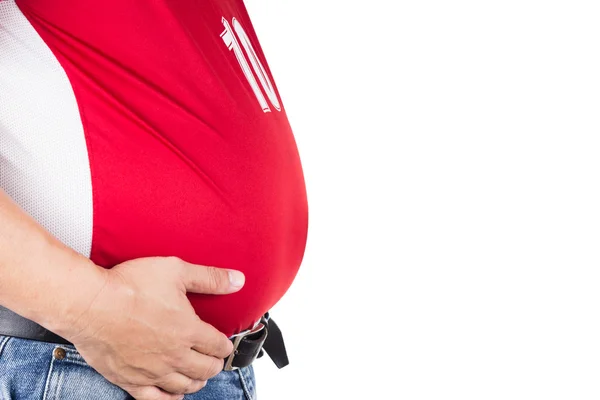 Obese pria dengan tidak sehat menonjol perut besar — Stok Foto