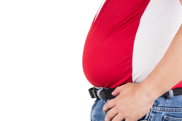 Hombre obeso con el vientre grande que sobresale malsano — Foto de Stock