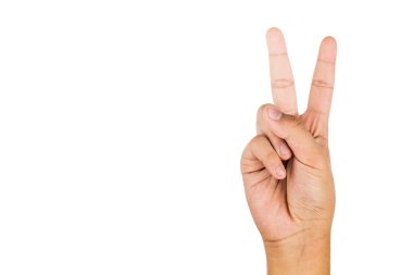 Beyaz arka plan karşı iki numaralı el eller.