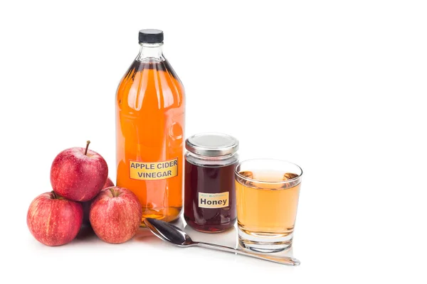 Vinagre de sidra de manzana con miel, remedios naturales y curas para c — Foto de Stock