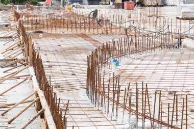 Beton metal kafes zemin foundat için inşaat sahasında inşaat demiri