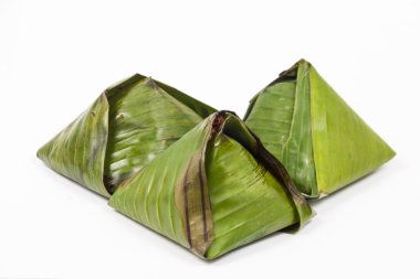 İle Muz Yaprak Sarma açılmamış basit ve otantik nasi lemak.