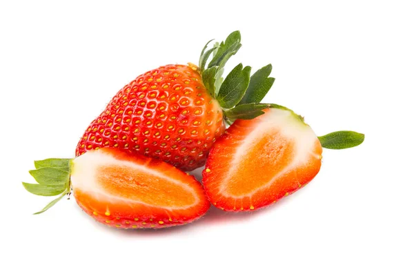 Closeup of fresh juicy organic strawberries with white backgroun — Stock Fotó