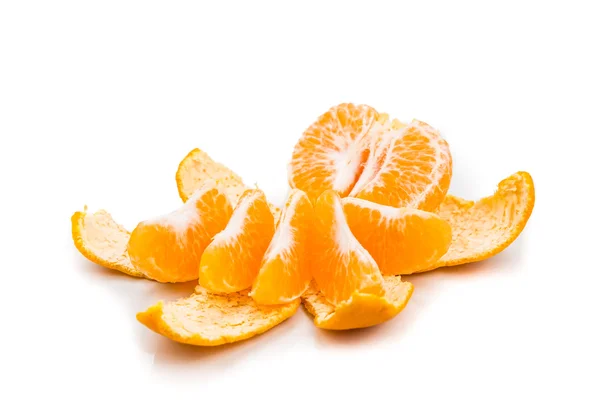 Peeled sweet and juicy mandarin oranges on white background — Φωτογραφία Αρχείου