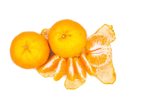 Peeled sweet and juicy mandarin oranges on white background — Φωτογραφία Αρχείου