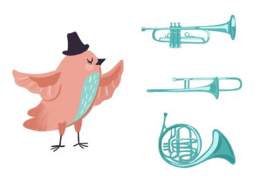 Farklı rüzgar enstrümanlı kuş