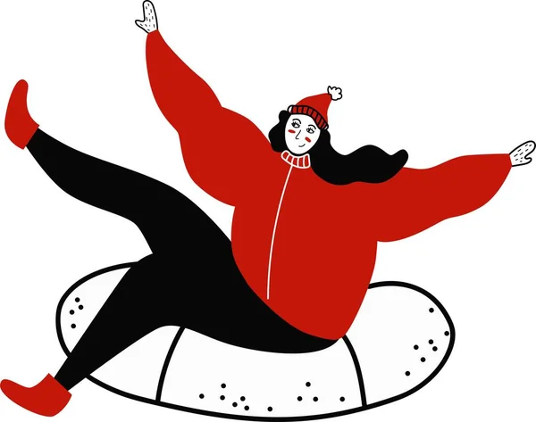 Kız siyah ve kırmızı borulara biniyor