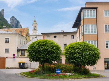 Avusturya 'nın Hallein kenti tarihi binaları ve kiliseleri olan küçük ve güzel bir kasaba sunuyor. Şehir merkezinde bir kavşak durumu var..