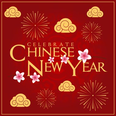 Celebrate Chinese New Year Card Minimal Design Decoration clipart