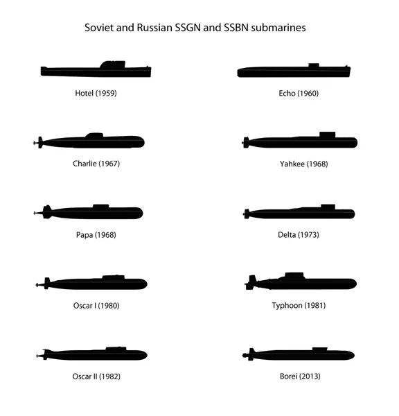 Siluetleri Sovyet Rus nükleer denizaltı