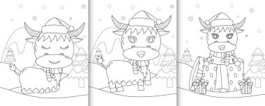 Sevimli bufalo Noel karakterli boyama kitabı. 