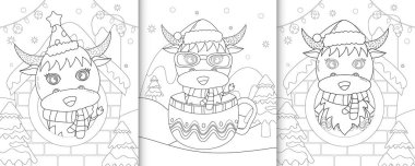 Sevimli bufalo Noel karakterli boyama kitabı.