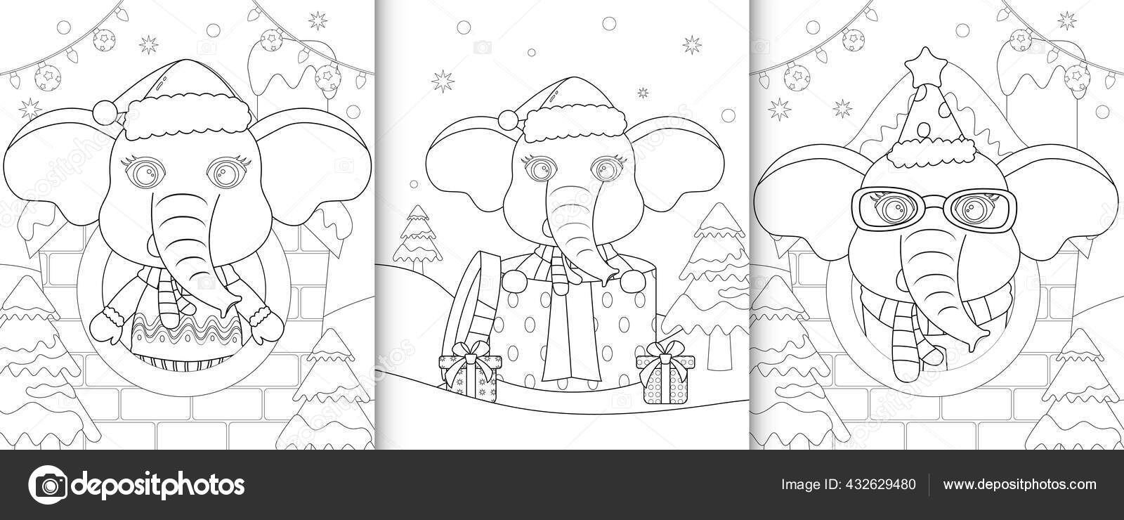 Desenho para colorir com cervos bonitos e luzes de Natal. Livro
