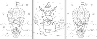 Sevimli bufalo Noel karakterli boyama kitabı. 