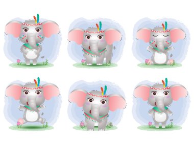 Apaçi kostümlü şirin filler koleksiyonu