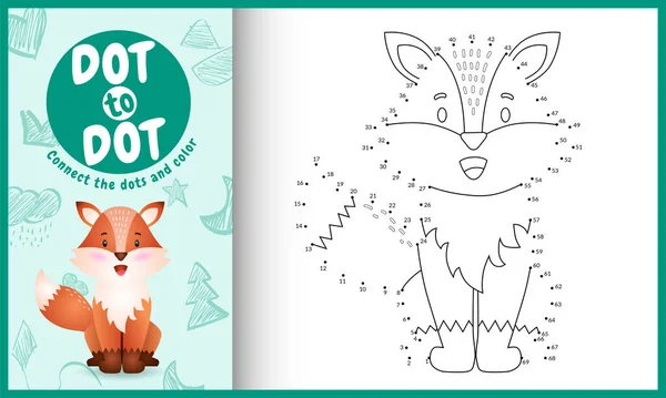 Noktalar çocuk oyunu ve boyama sayfasını şirin bir tilki karakteri çizimiyle birleştir