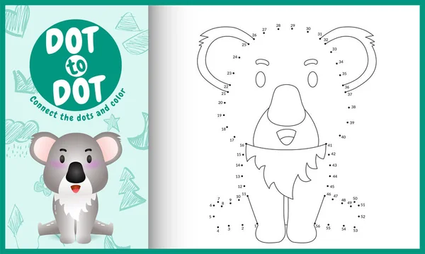 Podłącz Kropki Dzieci Gry Kolorowanki Cute Koala Postać Ilustracji — Wektor stockowy