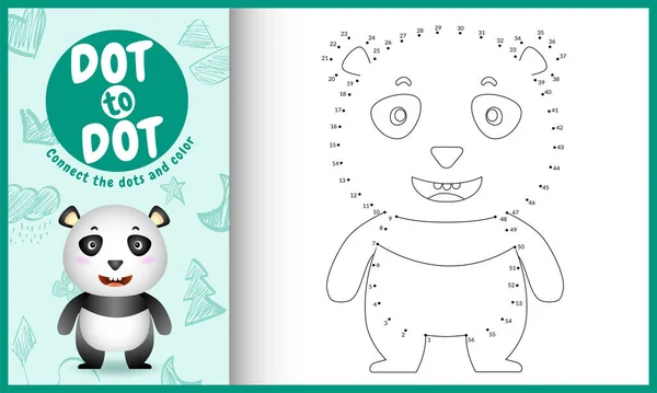 Verbind Dots Kids Spel Kleurplaat Met Een Leuke Panda Karakter — Stockvector