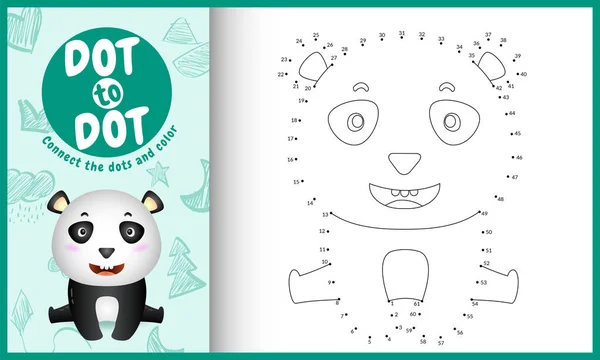 Podłącz Kropki Dzieci Gry Kolorowanki Cute Ilustracji Postaci Panda — Wektor stockowy