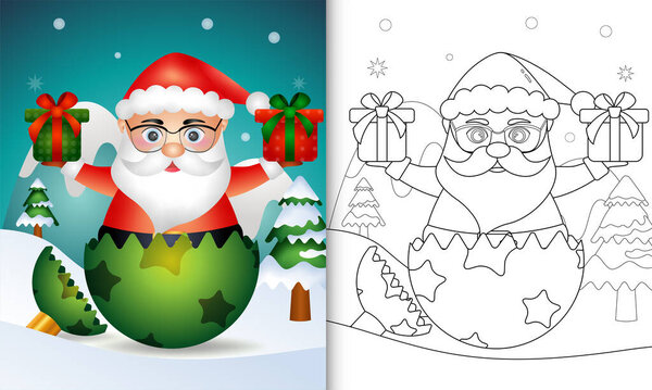 раскраска для детей с милым Санта-Клаусом в рождественский бал