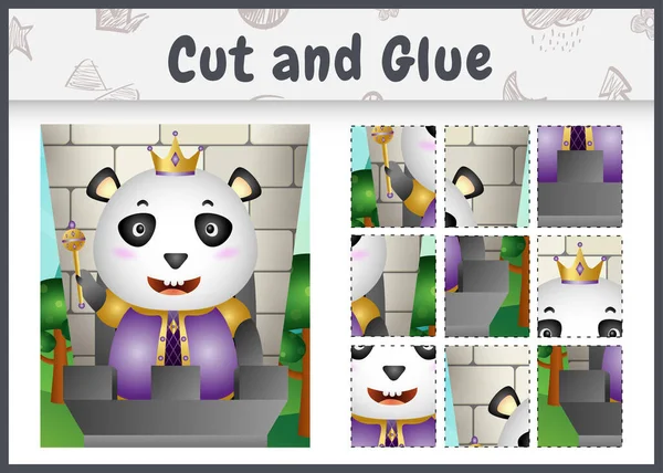 Children Board Game Cut Glue Cute King Panda Character Illustration — Vettoriale Stock