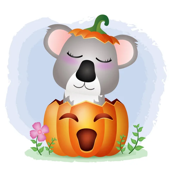 Lindo Koala Calabaza Halloween — Archivo Imágenes Vectoriales