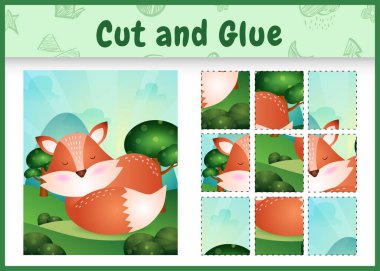 Çocukların masa oyunu şirin bir tilkiyle kesilip yapıştırılıyor.