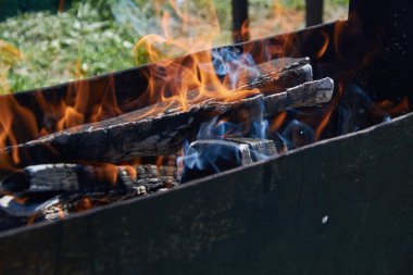 Mangalda kömür ve alevler