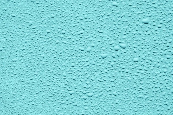 Primer Plano Gotas Agua Superficie Lisa Fondo Azul —  Fotos de Stock