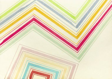 Kağıt üzerinde kare form ve renkli zikzak çizgileri, soyut illüstrasyon