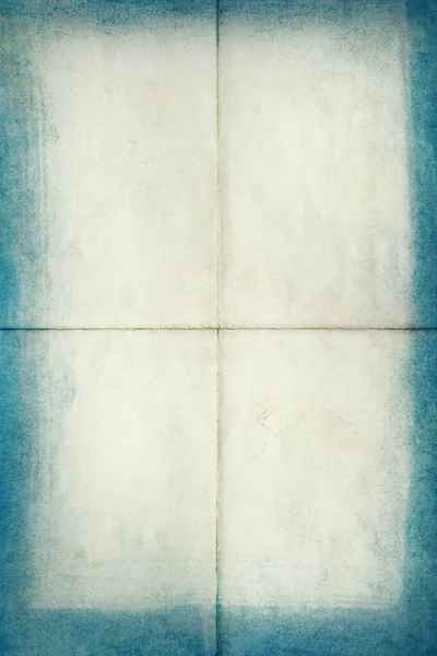 Blanco Oude Brief Gevouwen Vier Met Blauwe Randen Textuur Achtergrond — Stockfoto