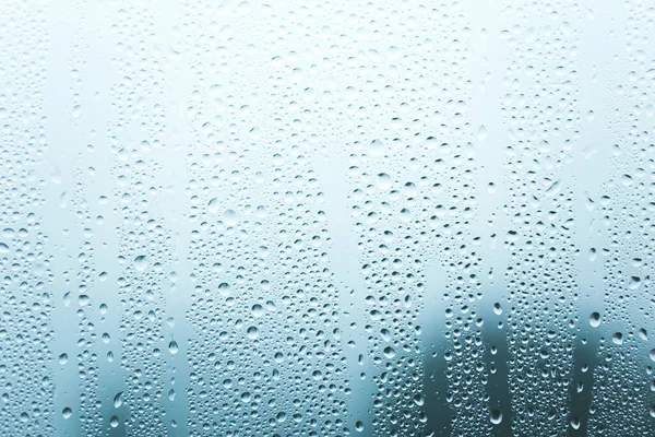 Regentag Aus Dem Fenster Nahaufnahme Von Regentropfen Auf Glas — Stockfoto