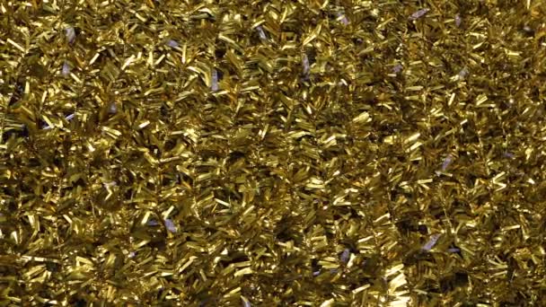 Oropel dorado Fondo de decoración navideña — Vídeo de stock